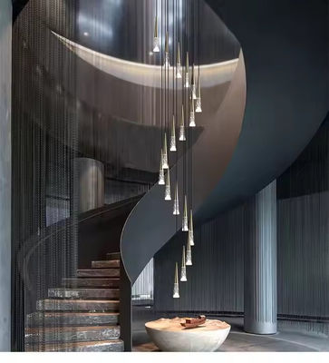 Nordic Light Luxury Silver Mountain Crystal Chandelier for Villa Duplex Stairwell