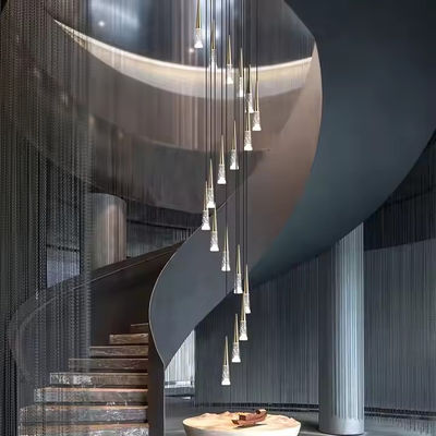 Nordic Light Luxury Silver Mountain Crystal Chandelier for Villa Duplex Stairwell