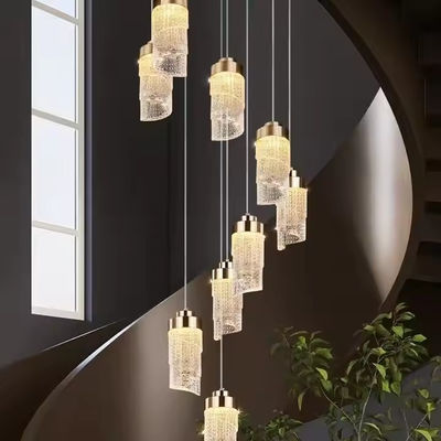 Custom LED Villa Hotel Staircase High Decor Lamp Modern Acrylic Chandelier Pendant Light 30000 Hours Lifespan