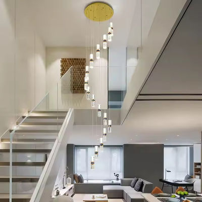 Duplex Long Chandelier Staircase Fashion Light Luxury Simple Postmodern Creative Rotating Loft Art Hollow Living Room Light