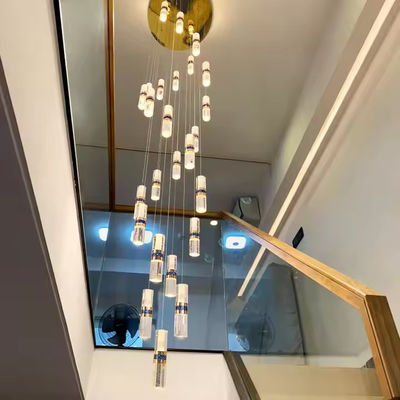 Duplex Long Chandelier Staircase Fashion Light Luxury Simple Postmodern Creative Rotating Loft Art Hollow Living Room Light