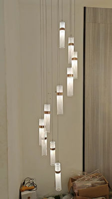 Duplex Long Chandelier Staircase Fashion Light Luxury Simple Postmodern Creative Rotating Loft Art Hollow Living Room Light