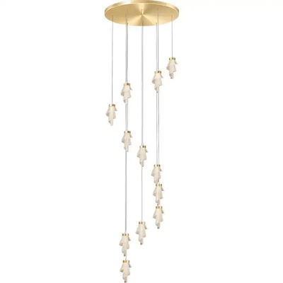 Modern Living Room Villa Rotating Acrylic Stair Light LED Art Flower Acrylic Chandelier Custom Gold Luxury Hotel Stair Decorative Light