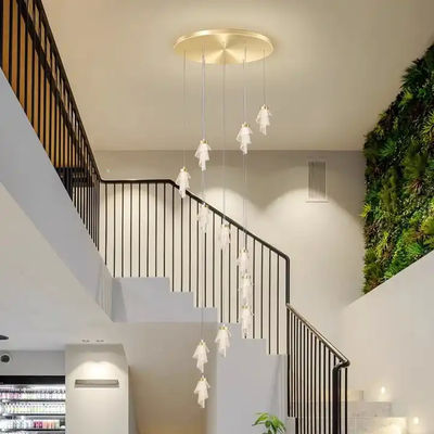 Modern Living Room Villa Rotating Acrylic Stair Light LED Art Flower Acrylic Chandelier Custom Gold Luxury Hotel Stair Decorative Light