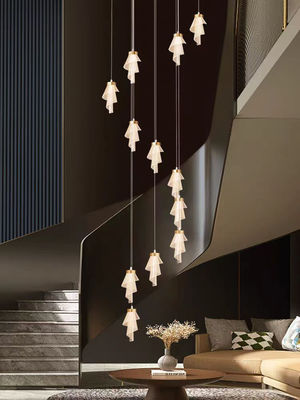 Modern Living Room Villa Rotating Acrylic Stair Light LED Art Flower Acrylic Chandelier Custom Gold Luxury Hotel Stair Decorative Light