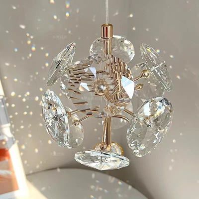 Modern Hotel Wedding Decor Crystal Hall Lamp With D120mm Light Source And 50000 Hours Lifespan Round Crystal Flower Pendant Light