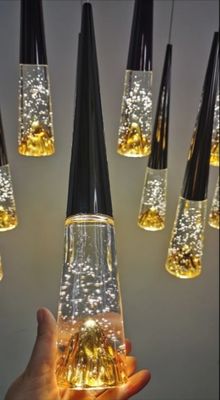 Modern Villa Loft Apartment Stair Light With Three Colors Changing Crystal Chandelier