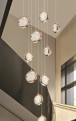 Contemporary Round Crystal Ball Chandelier For Villa Mall Hotel Loft Kitchen Living Room