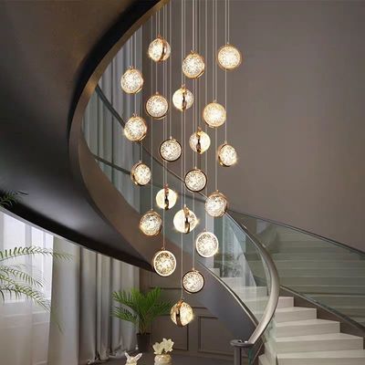 Contemporary Round Crystal Ball Chandelier For Villa Mall Hotel Loft Kitchen Living Room