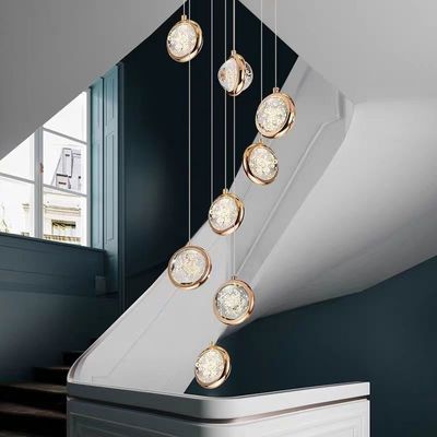 Contemporary Round Crystal Ball Chandelier For Villa Mall Hotel Loft Kitchen Living Room