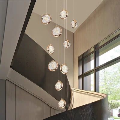 Contemporary Round Crystal Ball Chandelier For Villa Mall Hotel Loft Kitchen Living Room