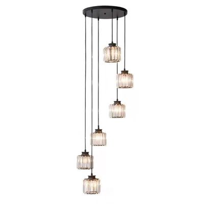 Villa Hollow Iron Chandelier Gold/Black Modern Minimalist Crystal Stair Light With Rotating Design