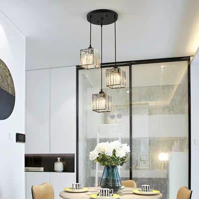 Loft Building Staircase Crystal Pendant Lamp With Transparent Design And Iron Work Material