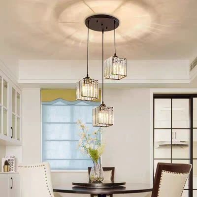 Loft Building Staircase Crystal Pendant Lamp With Transparent Design And Iron Work Material