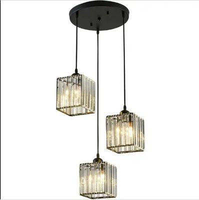 Loft Building Staircase Crystal Pendant Lamp With Transparent Design And Iron Work Material