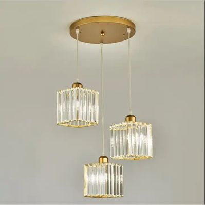 Loft Building Staircase Crystal Pendant Lamp With Transparent Design And Iron Work Material