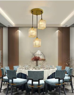 Loft Building Staircase Crystal Pendant Lamp With Transparent Design And Iron Work Material