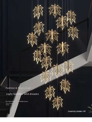 Modern Led Simple Art Leaf Acrylic Chandelier Gold Home Hotel Staircase Dining Decorate Pendant Light