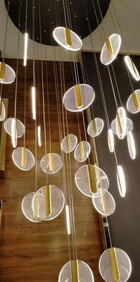 High Ceiling Villa Staircase Led Chandelier Spiral Staircase Round Cake Acrylic Hanging Chandelier Modern Household Lamps