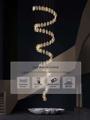 High Ceiling Villa Staircase Led Chandelier Spiral Staircase Round Cake Acrylic Hanging Chandelier Modern Household Lamps