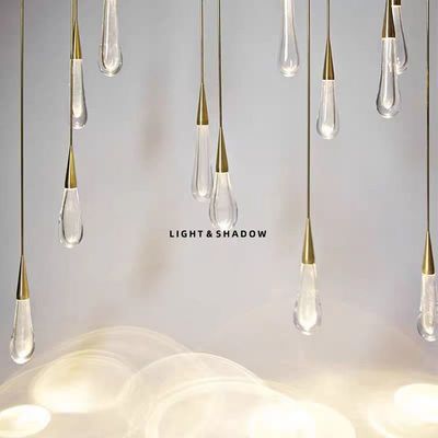 Indoor Villa Hotel Home G4 Bulb Type Aluminum Water Drop Villa Staircase Led Crystal Chandelier