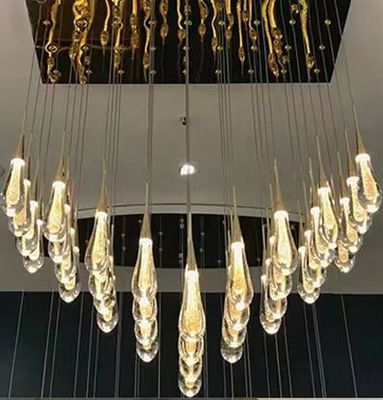 Indoor Villa Hotel Home G4 Bulb Type Aluminum Water Drop Villa Staircase Led Crystal Chandelier