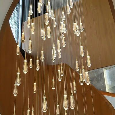 Indoor Villa Hotel Home G4 Bulb Type Aluminum Water Drop Villa Staircase Led Crystal Chandelier