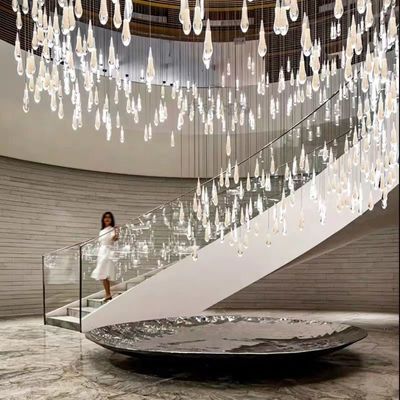 Indoor Villa Hotel Home G4 Bulb Type Aluminum Water Drop Villa Staircase Led Crystal Chandelier