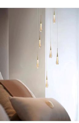 Indoor Villa Hotel Home G4 Bulb Type Aluminum Water Drop Villa Staircase Led Crystal Chandelier