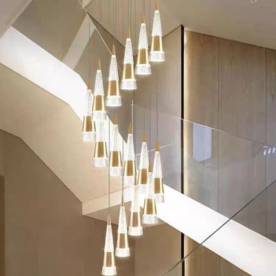Home Luxury Decorative Modern Villa Living Room Hotel Hanging Pendant Light Aluminum Round LED Patch Bulb Type Double Head Fried Flower Bubble Chandelier