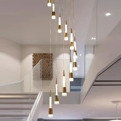 Home Luxury Decorative Modern Villa Living Room Hotel Hanging Pendant Light Aluminum Round LED Patch Bulb Type Double Head Fried Flower Bubble Chandelier