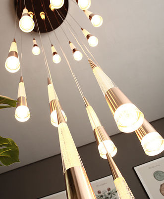 Home Luxury Decorative Modern Villa Living Room Hotel Hanging Pendant Light Aluminum Round LED Patch Bulb Type Double Head Fried Flower Bubble Chandelier