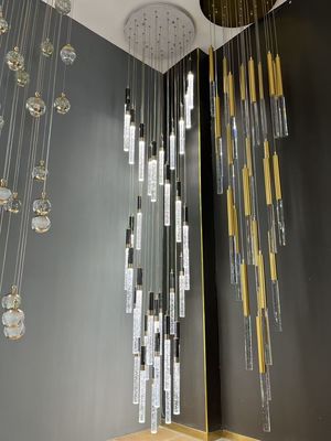 Hotel Corridor Staircase Crystal Stick Pendant Light Balcony Hallway Hanging Fixtures