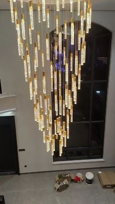 Hotel Corridor Staircase Crystal Stick Pendant Light Balcony Hallway Hanging Fixtures