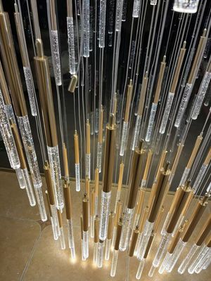 Hotel Corridor Staircase Crystal Stick Pendant Light Balcony Hallway Hanging Fixtures