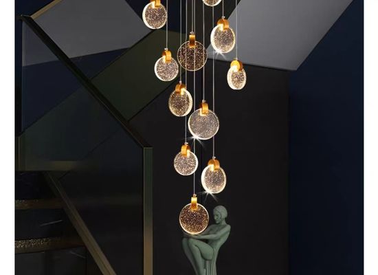Indoor LED Pendant Lighting Modern Crystal Bedroom Hanging Light With Aluminum And Clear Crystal