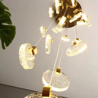 Indoor LED Pendant Lighting Modern Crystal Bedroom Hanging Light With Aluminum And Clear Crystal