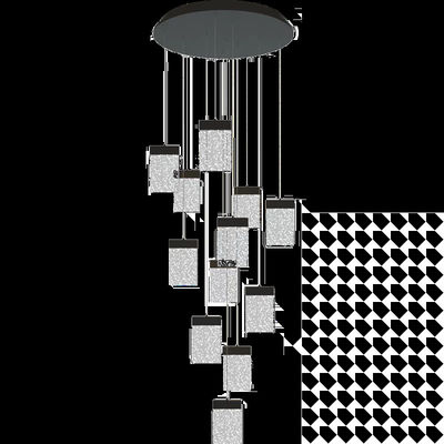 Hotel Lobby Staircase Lighting Aluminum And Crystal Pendant Lamp For Modern Design