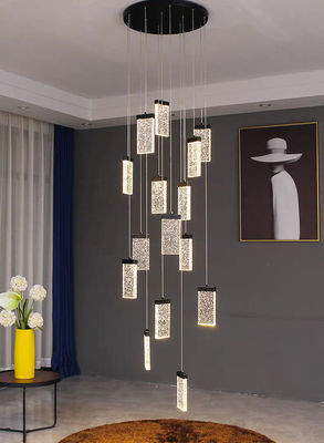 Hotel Lobby Staircase Lighting Aluminum And Crystal Pendant Lamp For Modern Design
