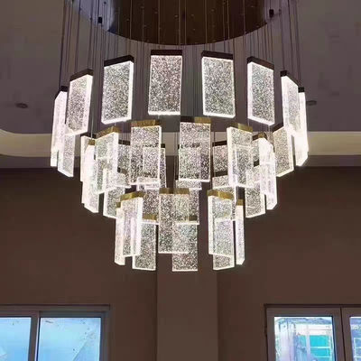 Hotel Lobby Staircase Lighting Aluminum And Crystal Pendant Lamp For Modern Design
