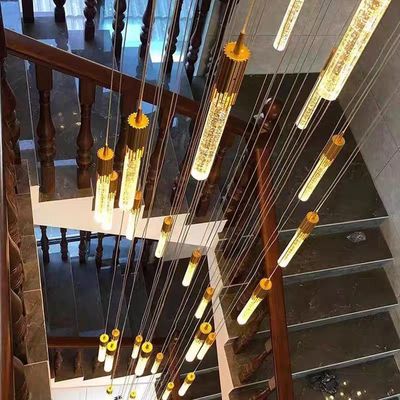 LED Patch Bulb Modern Long Crystal Rod Pendant Lamp For Luxurious Design In Living Room Dining Room Or Staircase