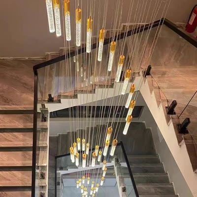 LED Patch Bulb Modern Long Crystal Rod Pendant Lamp For Luxurious Design In Living Room Dining Room Or Staircase