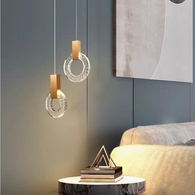Modern Crystal Ring Chandelier Creative Villa Hotel Restaurant Gold Pendant Light Staircase Chandeliers