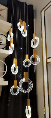 Modern Crystal Ring Chandelier Creative Villa Hotel Restaurant Gold Pendant Light Staircase Chandeliers