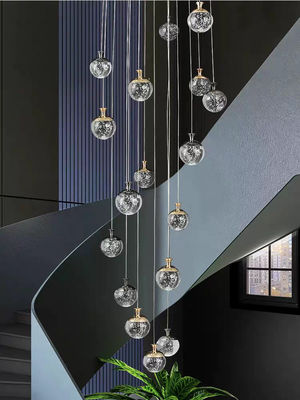 Apple Hanging Pendant Light Staircase Crystal Chandelier New Villa Hollow High Living Room Chandelier Rotating Staircase Long Chandelier