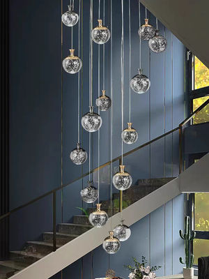 Apple Hanging Pendant Light Staircase Crystal Chandelier New Villa Hollow High Living Room Chandelier Rotating Staircase Long Chandelier