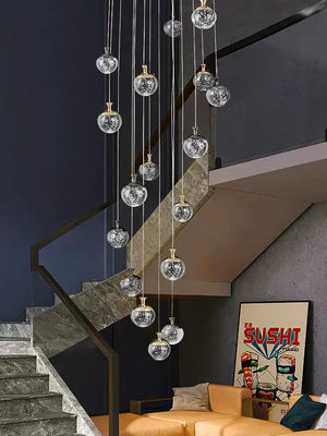 Apple Hanging Pendant Light Staircase Crystal Chandelier New Villa Hollow High Living Room Chandelier Rotating Staircase Long Chandelier