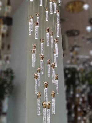 Bear Head Crystal Staircase Light Luxury Long Chandelier Rotating Duplex Modern Simple Villa Apartment Pick Empty Living Room Large Chandelier