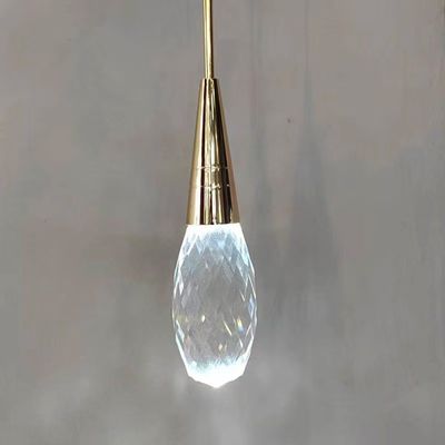 46 Long Pole Water Droplets Crystal Staircase Light Luxury Long Chandelier Simple Nordic Long Chandelier Villa Living Room Hollow Rotating Creative Double Net Red Restaurant Chandelier