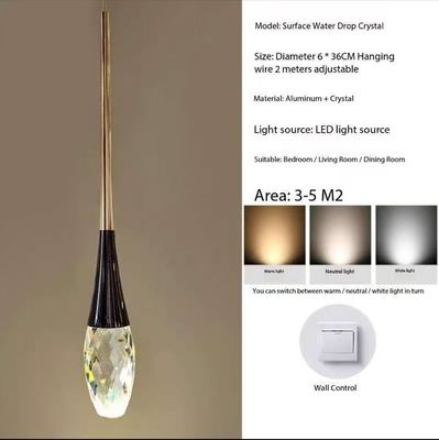 46 Long Pole Water Droplets Crystal Staircase Light Luxury Long Chandelier Simple Nordic Long Chandelier Villa Living Room Hollow Rotating Creative Double Net Red Restaurant Chandelier